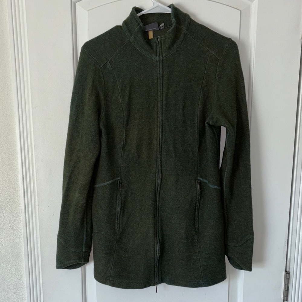 Ibex merino wool blend full zip tunic sweater jacket M